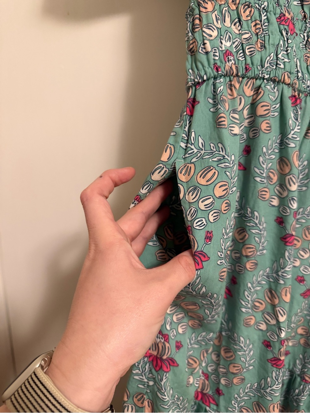 crown & ivy Teal Maxi Dress with Pink Floral Motif - Picture 6 of 9